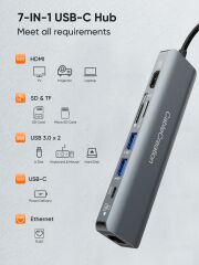 CableCreation USB C 7'si 1 Arada Çok Portlu Hub Adaptörü