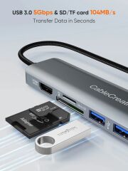 CableCreation USB C 7'si 1 Arada Çok Portlu Hub Adaptörü