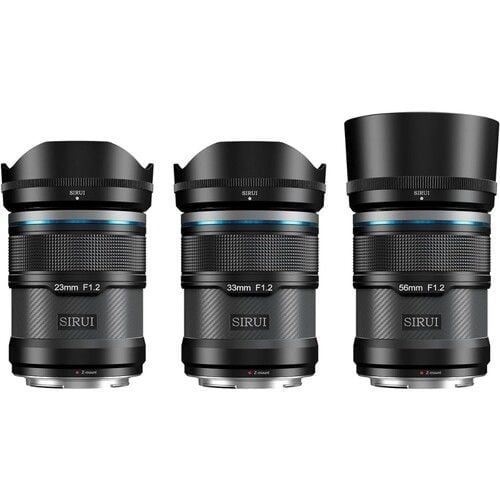 Sirui Sniper 23mm, 33mm & 56mm F1.2 APSC Auto-Focus Lens Kit (X Mount, Black, Carbon Fiber)