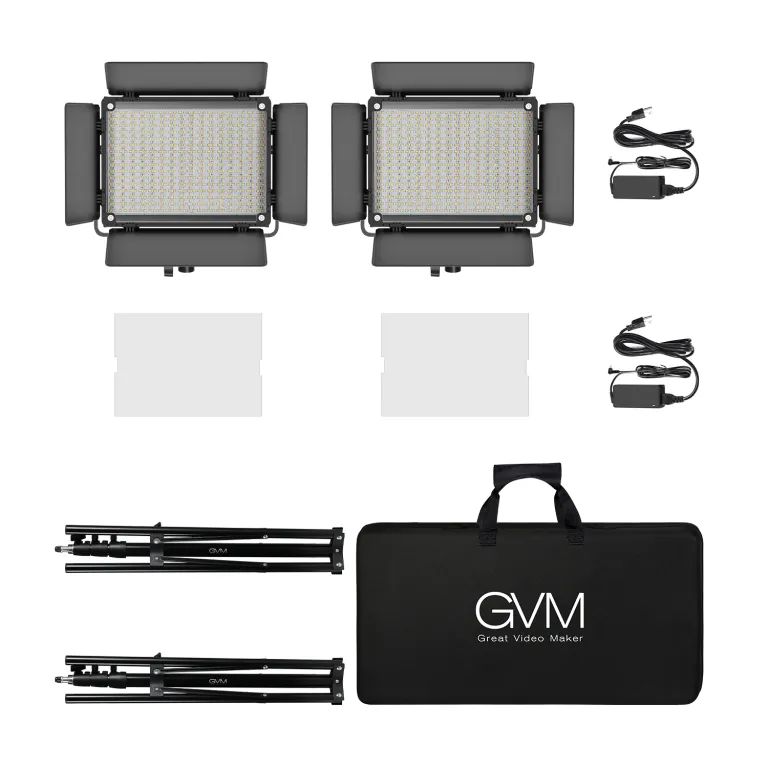 GVM 880RS Studio Light BI Color & RGB Video Light Panel 2-Light Kit