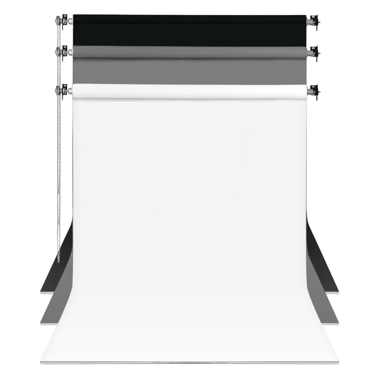 GDX Sabit Kumaş Beyaz - Siyah - Gri 3'lü Fon Perde Seti 2.70x5.80 Metre - Tavan ve Duvar İçin