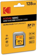 Kodak 128GB UHS-II U3 V90 SD Hafıza Kartı (280MB/s - 240MB/s)