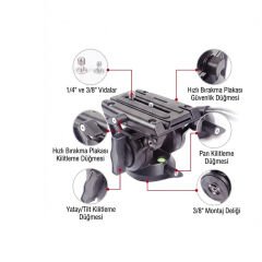 GDX 985 Profesyonel Video ve Fotoğraf Pratik Tripod