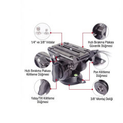 GDX 985 Profesyonel Video ve Fotoğraf Pratik Tripod