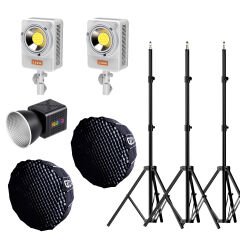 Gdx ML-Kit RGB 3 COB LED Sürekli Video ve Fotoğraf Işık Seti + QPG65 Parabolik Gridli 65cm Softbox