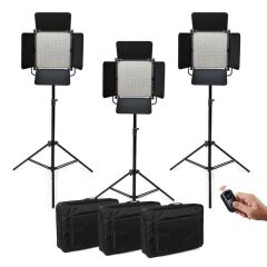 GDX CF-Led 1024W 3'lü Sürekli Video Panel Led Işık Seti