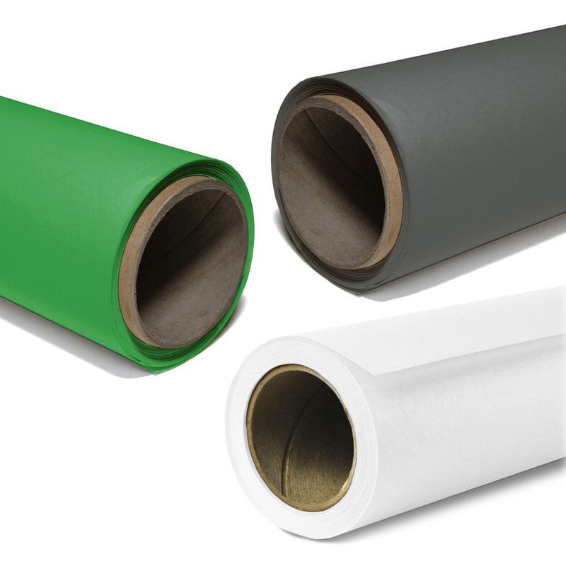 GDX Kağıt Sonsuz Stüdyo Fon Perde 3'lü Set (Beyaz+Yeşil+Gri) 2.70x11 Metre