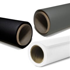 GDX Kağıt Sonsuz Stüdyo Fon Perde 3'lü Set (Beyaz+Siyah+Gri) 2.70x11 Metre