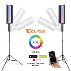 Gdx LP550 RGB Fotoğrafçılık ve Video için Renkli Işık Çubuğu İkili Set