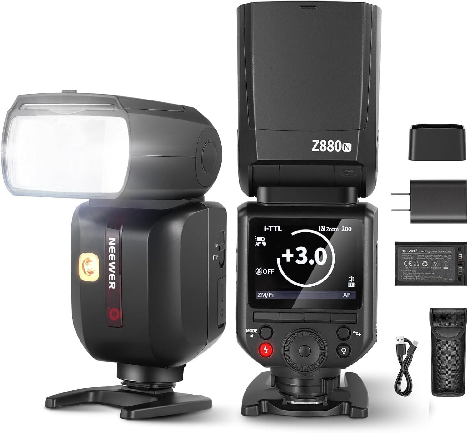 Z880-N TTL Nikon Uyumlu 76W Akülü Tepe Flaşı
