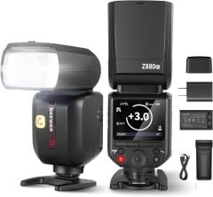 Z880-N TTL Nikon Uyumlu 76W Akülü Tepe Flaşı
