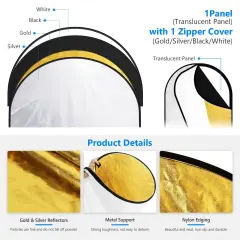Neewer RF-1510 150x100cm 5 in 1 Katlanabilir Reflektör ve Difüzör Seti