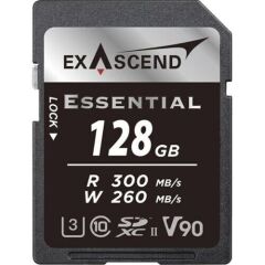 Exascend Essential 128 GB V90 UHS II SD 300Mb/S Read - 260Mb/S Write