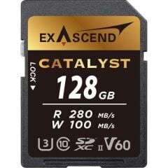 Exascend Catalyst 128 GB V60 UHS II SD 280Mb/S Read - 100Mb/S Write