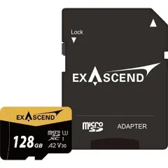 Exascend Catalyst microSD V30, A2 128GB, w/ adapter - 175MB/S Read -150MB/S Write