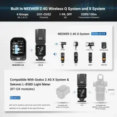 Neewer Z3R-N Nikon Uyumlu 100W Yuvarlak Kafa Akülü Tepe Flaşı