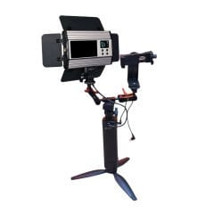 GDX CF-150C RGB Telefon Vlog Seti + El Tipi Powerbank Tripod Batarya