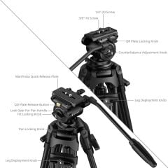 SmallRig 5443 FSD14 FreeSpeed ​​Ağır Hizmet Tipi Karbon Fiber Tripod