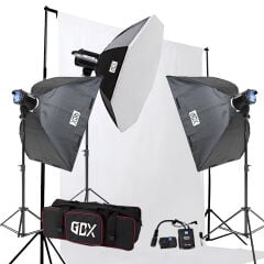 GDX BM400 3'lü Paraflaş Set + Seyyar Fon Perde 3x6 Metre