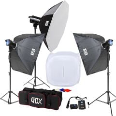 GDX BM400 3'lü Paraflaş Set + Çekim Çadırı 120x120cm