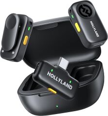 Hollyland LARK A2 Duo Type-C Kablosuz Yaka Mikrofonu Sistemi (Siyah)