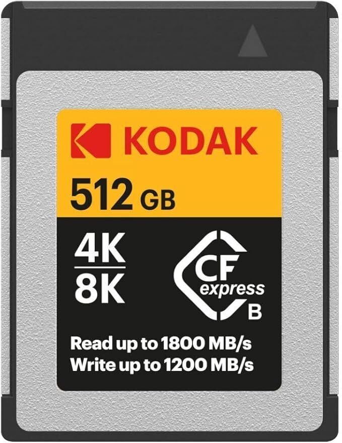 Kodak CFexpress Type B 512GB Memory Card with 1800MBps Read and 1200MBps Write