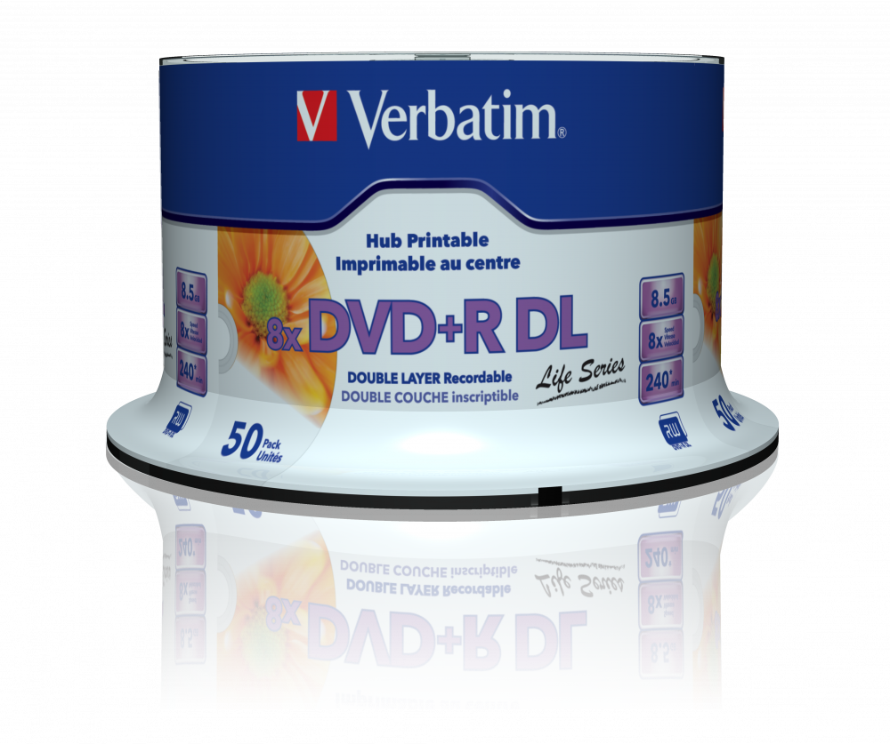 VERBATIM V DVD+R DL 8.5GB 8X PRINTABLE 50PK SPL