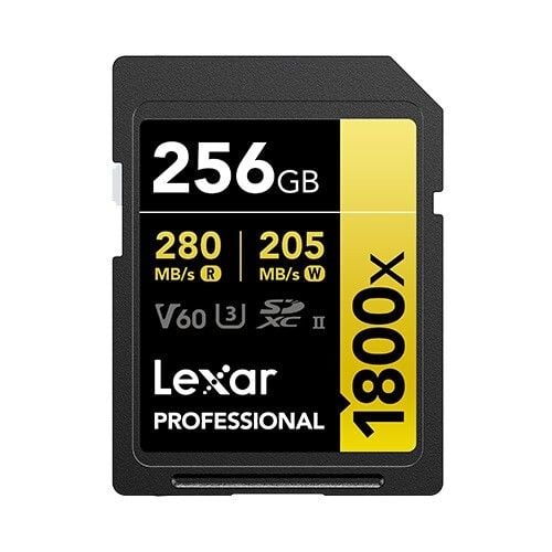 Lexar 256GB 280MB/s Profesyonel 1800x SDXC UHS-II V60 Hafıza Kartı (Gold Series)