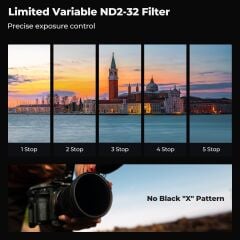 K&F Concept 55mm NANO-X ND2-32  (1-5 Stop) True Color Ultra  Değişken Filtre