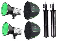 PATONA 4167 Premium GLP100 100W RGB Hızlı Kurulum  60cm Octagon Softbox  Cob Led-Stüdyo Işığı Çiftli Kit