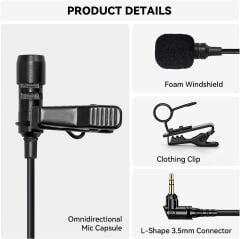 Hollyland HL-OLM02 Omnidirectional Lavalier Microphone Set (2-Pack, Black)