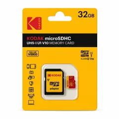 Kodak 32GB UHS-I C10 U1 V10 Micro SD Kart + Adaptör (Kırmızı)