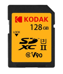 Kodak 128GB UHS-II U3 V90 SD Hafıza Kartı (280MB/s - 240MB/s)