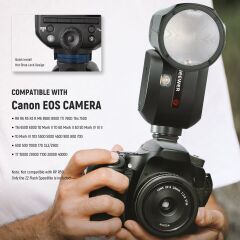 Z2PRO-C Canon Uyumlu 76W Yuvarlak Kafa Akülü Tepe Flaşı