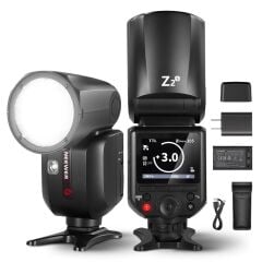 Z2PRO-S Sony Uyumlu 76W Yuvarlak Kafa Akülü Tepe Flaşı