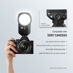 Z2PRO-S Sony Uyumlu 76W Yuvarlak Kafa Akülü Tepe Flaşı