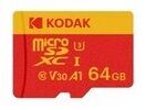 Kodak 64GB UHS-I U3/V30/A1  Micro SD Kart + Adaptör (Kırmızı)