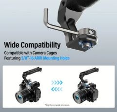 Sirui top Handle with 3/8''-16 ARRI Locating Pins Mount, Camera Cage Silicone Top Handgrip with Cold Shoe with Safety Pins