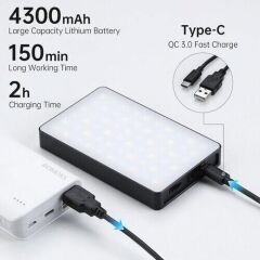 GVM 8RS RGB Kamera Üstü Dahili Akülü Mobil Led Işık (11x7cm)