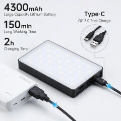 GVM 8RS RGB Kamera Üstü Dahili Akülü Mobil Led Işık (11x7cm)