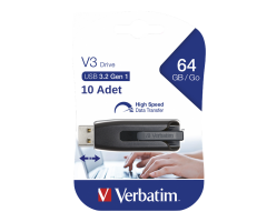 VERBATIM 49174 - 64GB STORE 'N' GO V3 USB 3.2 GEN 1 DRIVE 10 ADET