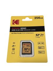 Kodak 256GB UHS-II U3 V90 SD Hafıza Kartı (280MB/s - 240MB/s)