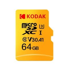 Kodak 64GB UHS-I U3/V30/A1 Micro SD Hafıza Kartı + Adaptör (Sarı)