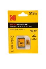 Kodak 512GB UHS-I U3/V30/A1 Micro SD Hafıza Kartı + Adaptör (Sarı)