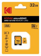 Kodak 32GB UHS-I C10 U1 V10 Micro SD Kart + Adaptör (Sarı)