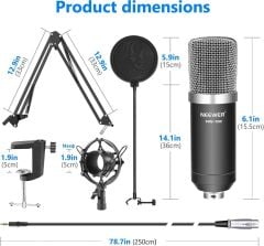 Neewer NW-700 Pro Condenser Microphone and Monitor Headphones 7-in-1 Kit