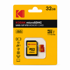 Kodak 32GB UHS-I C10 U1 V10 Micro SD Kart + Adaptör (Kırmızı)