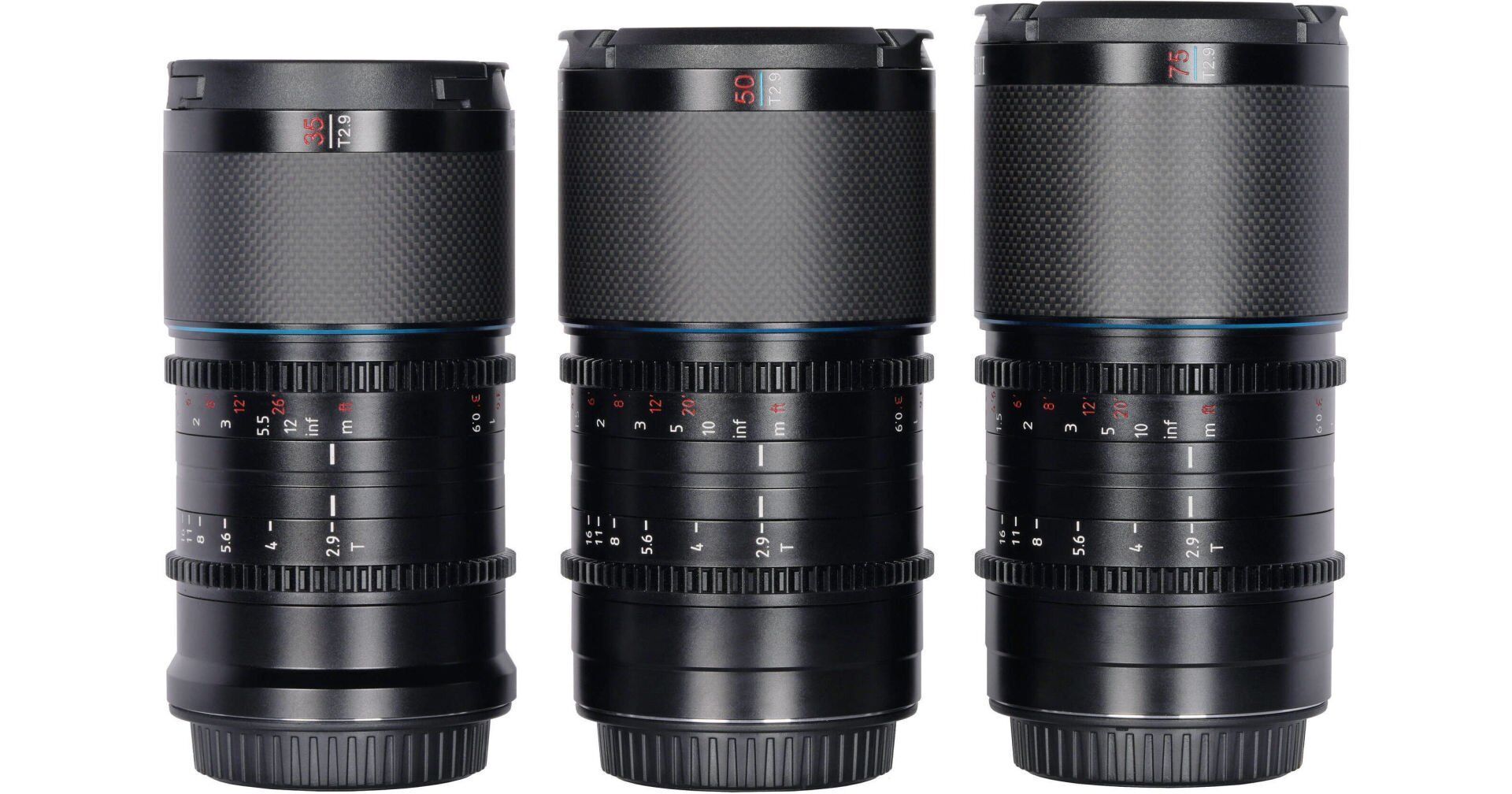 Sirui Saturn 35, 50, 75mm T2.9 1.6x Full-Frame Anamorfik Lens Seti (E Mount, Mavi Flare)