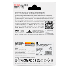 Kodak 256GB UHS-I U3/V30/A2 Drone İçin Micro SD Kart KU390 (Pocket Kameralarla Uyumlu) (160MB/s - 145MB/s)