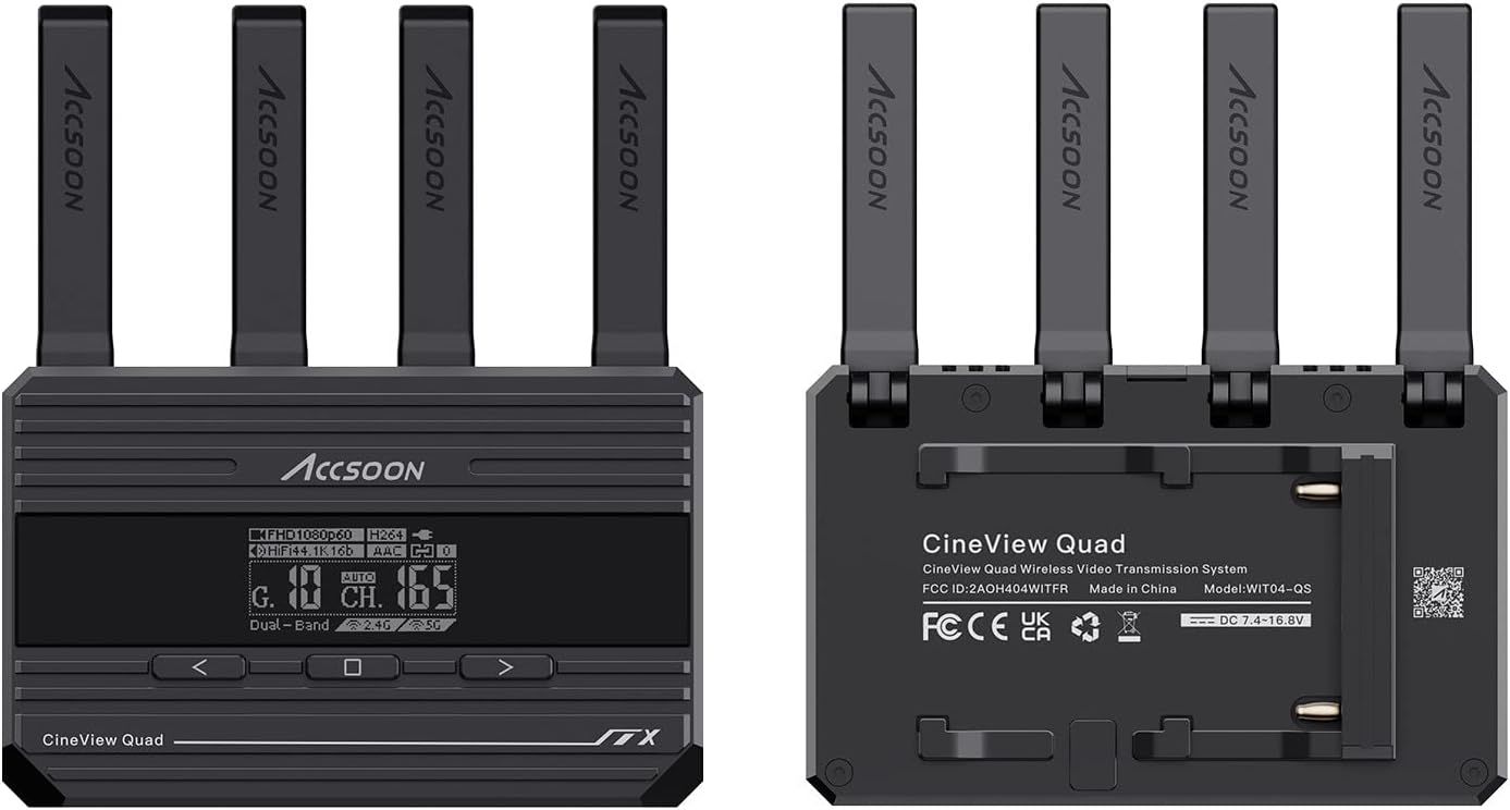 Accson Cineview Quad SDI/HDMI Kablosuz Görüntü Aktarım Sistemi (1 Verici + 1 Alıcı / Dual Band / 150mt / 0.06sn Gecikme / 1080P 60FPS)